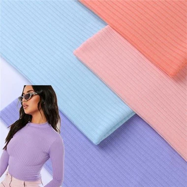 Strips Rayon Stretch Rib Fabric